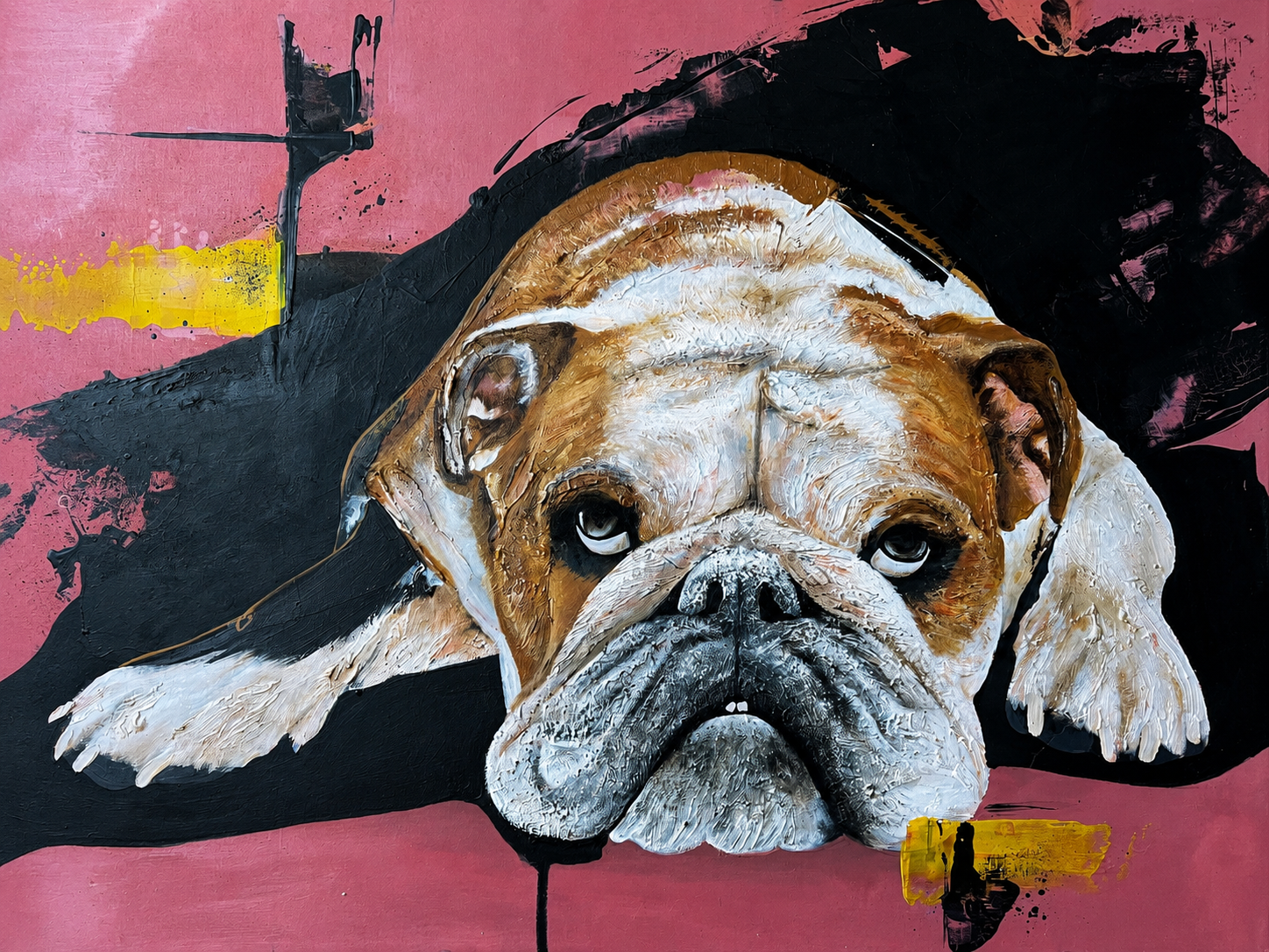 Retrato pintado a mano de un bulldog